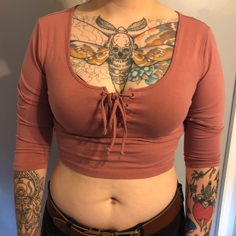 Lace up crop top